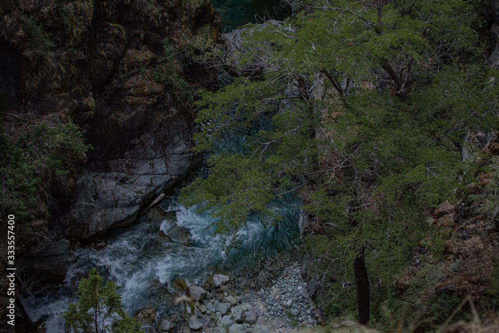 narrow lake called cajon azul in el Bolson, patagonia narrow lake called cajon azul in el Bolson, patagonia