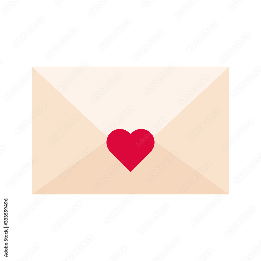 happy valentines day envelope with heart flat style