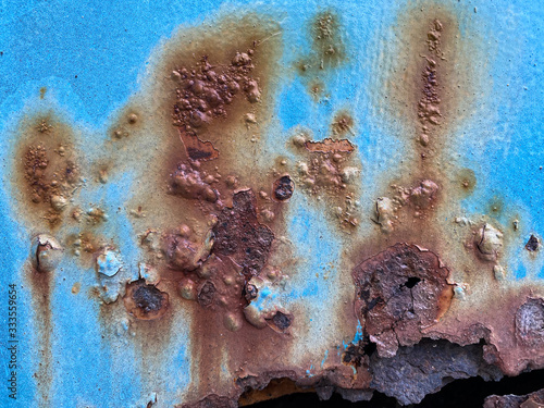 Rusty blue painted metallic surface texture