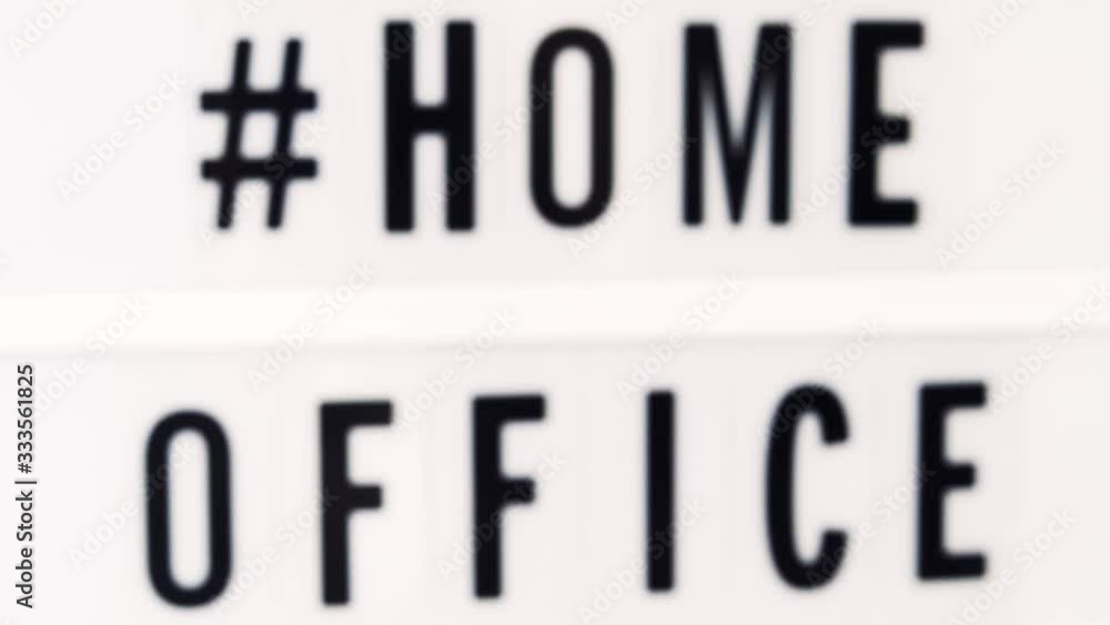 Home Office written in a lightbox text. Coronavirus concept. Quarantine and isolation. Novel coronavirus. (2019-nCoV). Covid-19. Home Office written in a lightbox text. Coronavirus concept. Quarantine and isolation. Novel coronavirus. (2019-nCoV). Covid-19.