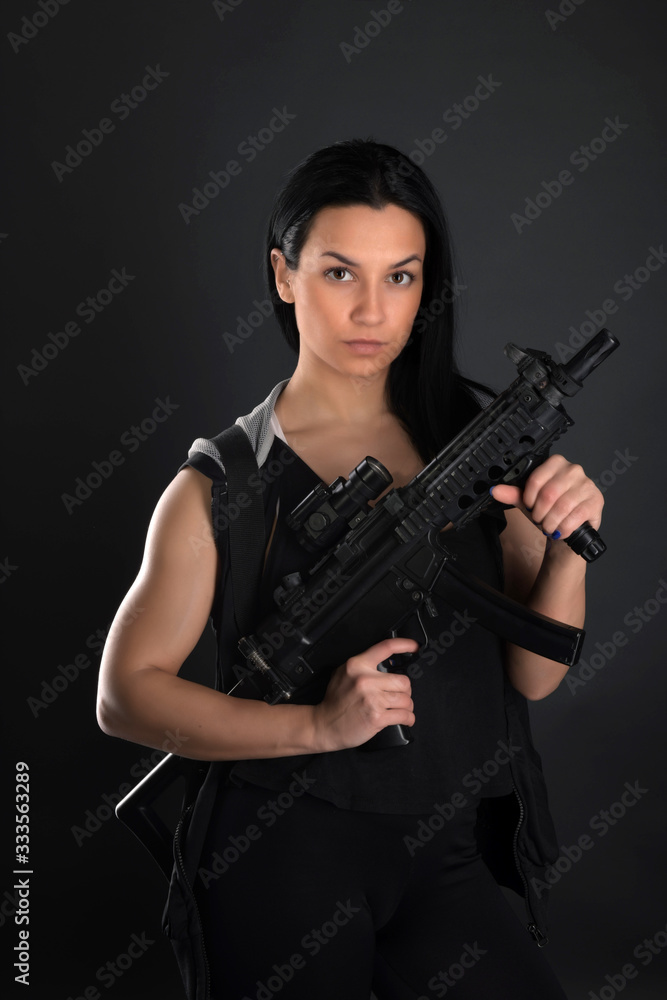 sexy woman with gun