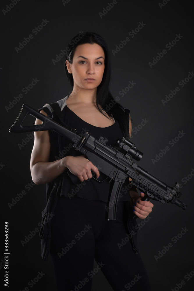 sexy woman with gun