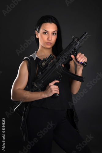 sexy woman with gun