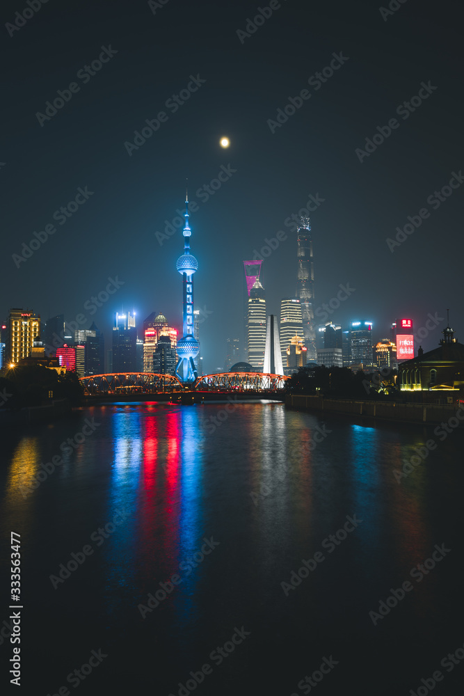 Image of Beautiful Shanghai Skyline at Night