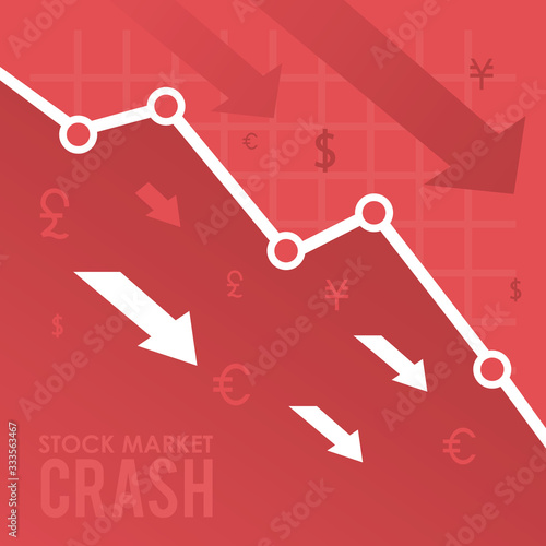 stock market crash with arrows down