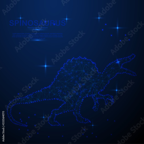 Abstract spinosaurus in the space, low poly style design