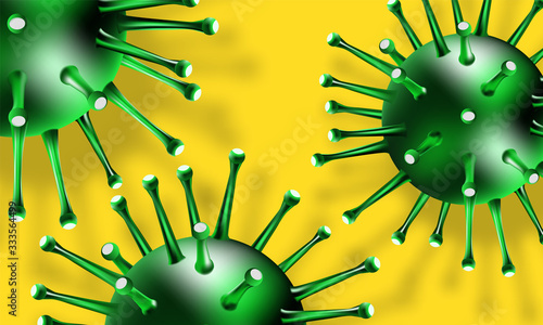 Coronavirus 2019-nCov novel realistic illustration concept. Flu outbreak and Covid-19 influenza as dangerous flu strain cases as a pandemic. Asian ncov corona virus