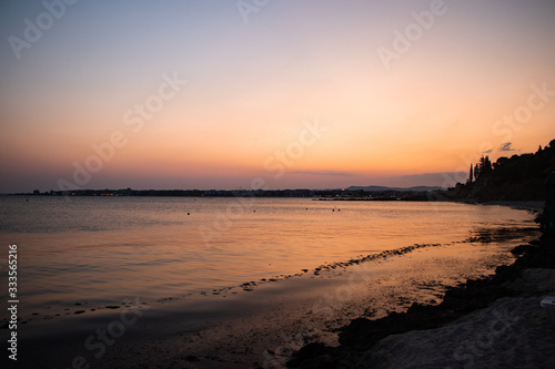 Sunset over black sea-Nesebar from Bulgaria