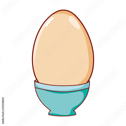 breakfast food boiled egg in cup cartoon isolated icon