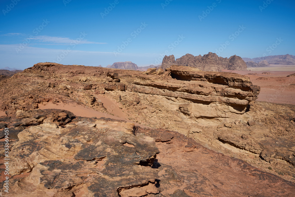 Panoramic of the desert of Wadi Rum, Jordan Panoramic of the desert of Wadi Rum, Jordan