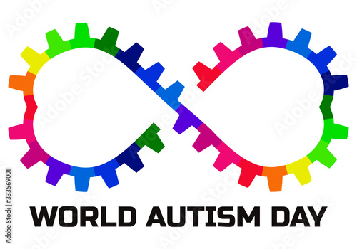 World Autism Day. Infinity heart symbol gear pieces colorful vector