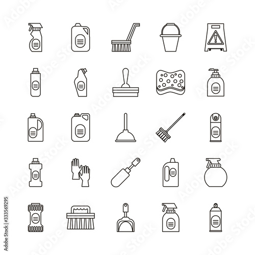 bundle of desinfectants set icons
