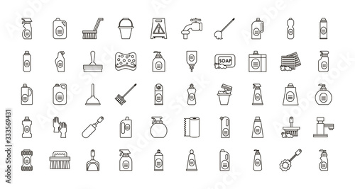 bundle of desinfectants set icons