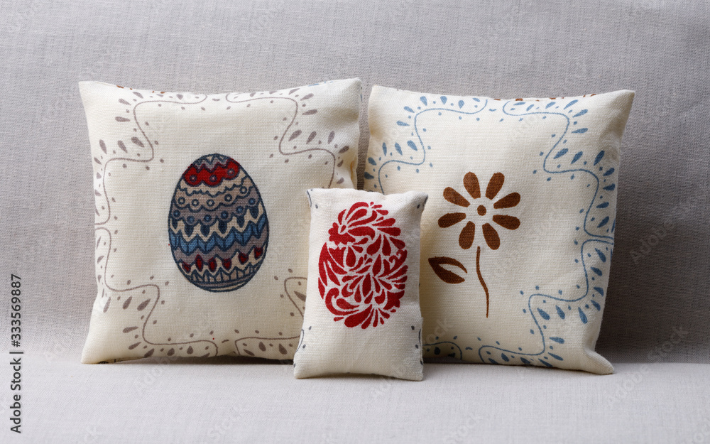 Three easter cushion with egg and flower Three easter cushion with egg and flower