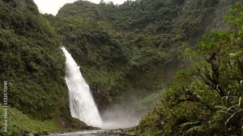 Cascada Magica (Magic Waterfall) slow motion. In the Rio Malo Valley, the Ecuadorian Amazon. Runs over a basalt cliff in an area of extremely high humidity.
