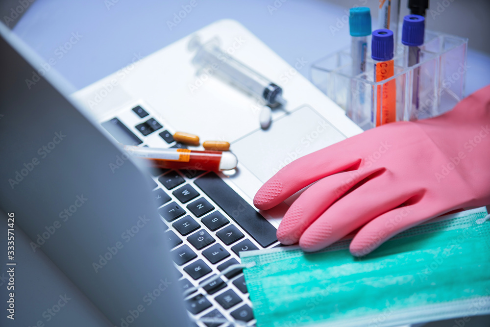 Facial mask with blood test tube Facial mask with blood test tube