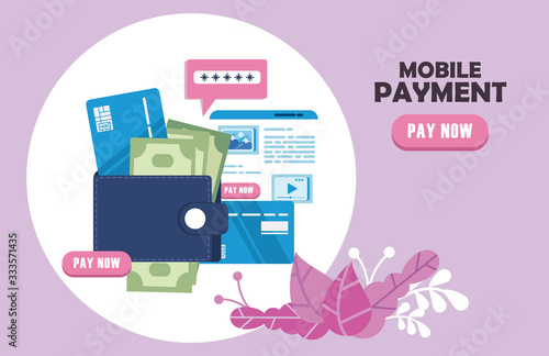 payment online technology with wallet and money