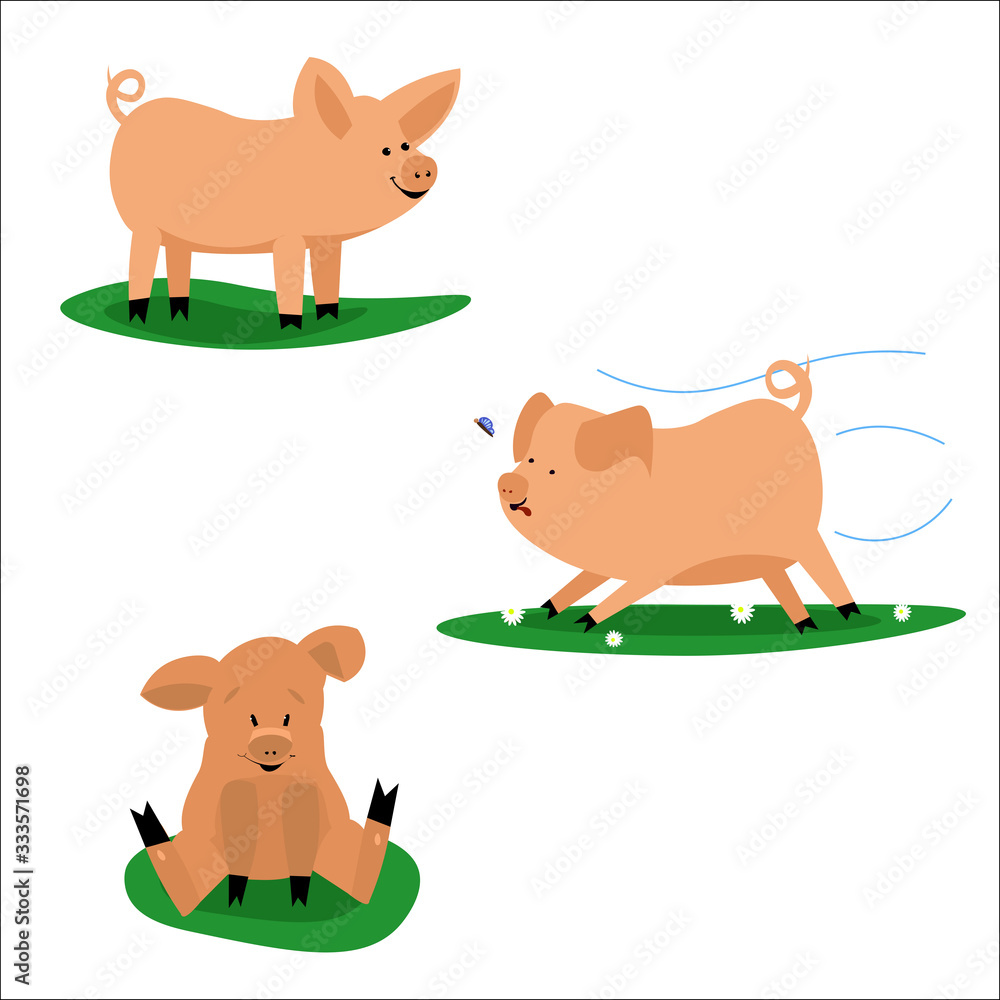 Included are cute illustrations with a mini pig in various poses ...