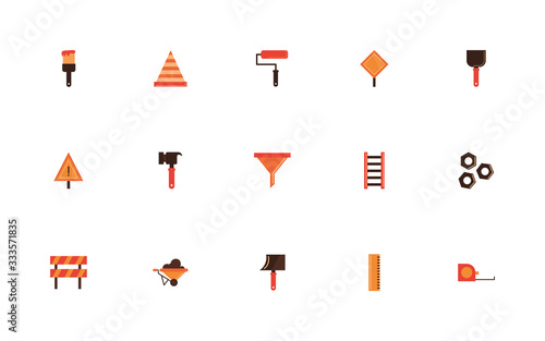bundle of construction set flat icons