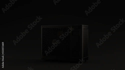 Black Industrial Office Air Conditioner Black Background 3d illustration 3d render