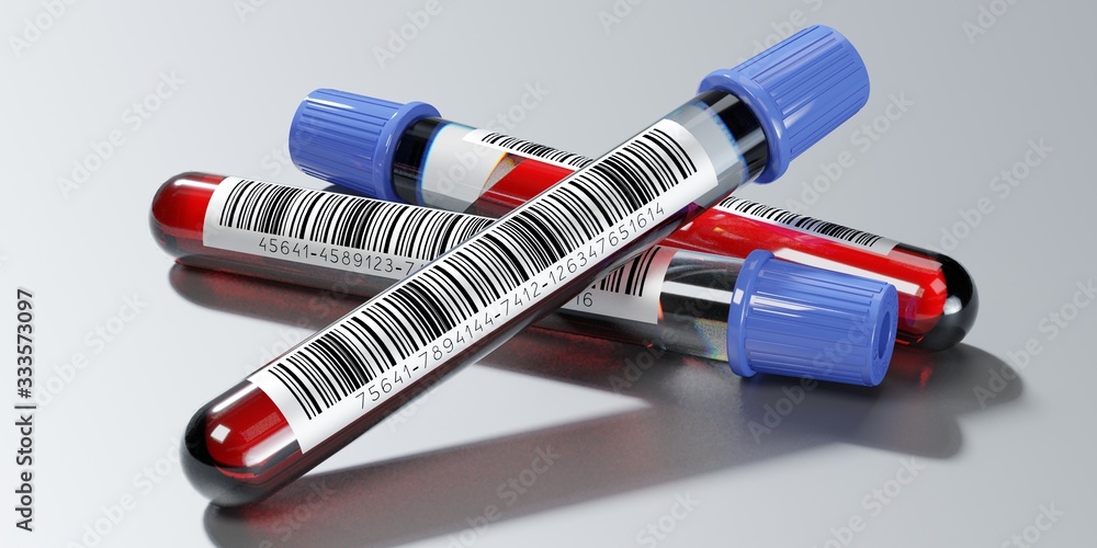 Blood test, test tubes - 3D illustration Blood test, test tubes - 3D illustration