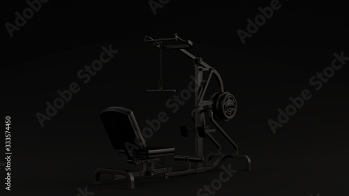Black Sitting Weight Bench Black Background 3d illustration 3d render
