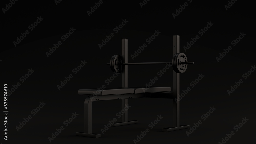 Black Flat Weight Bench Black Background 3d illustration 3d render Black Flat Weight Bench Black Background 3d illustration 3d render