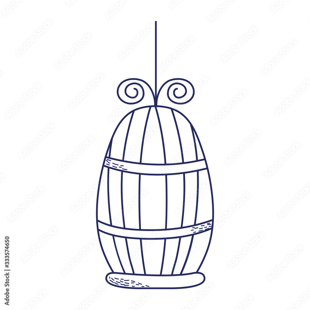 Fototapeta premium cage for bird pet cartoon isolated icon design line style