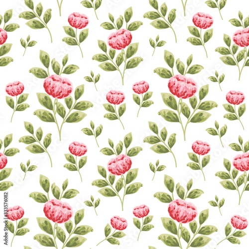 Beautiful summer and spring flower seamless pattern. Creative flower and leaf elements for fabric, textile, paper wrappers, greeting card, garden party invitation, romantic events.