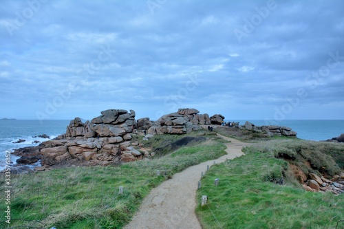 path on the pink granite coast in Brittany.France