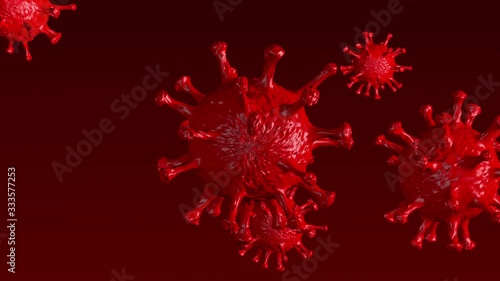 Corona Virus - Microbiology And Virology Concept -  Microscope virus close up  - 3d Rendering