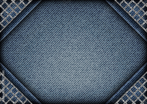 Blue denim with silver glitterng lattice angles