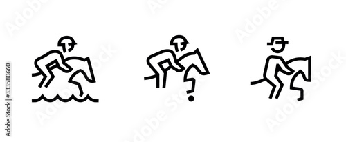 Set of three sport icons. Editable line vector.