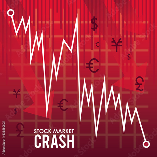 stock market crash with arrows down