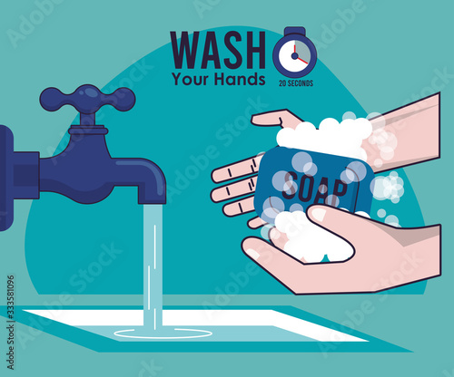 wash your hands campaign poster hands and water tap
