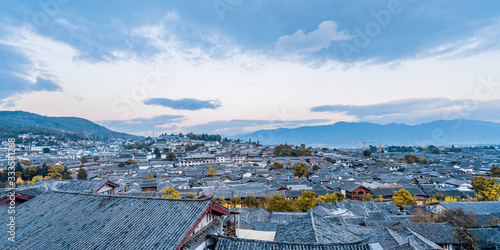 High angle view of Dayan Ancient City, Lijiang, Yunnan, China