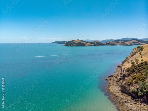 Beautiful drone photo of the Coromandel islands, Auckland New Zealand