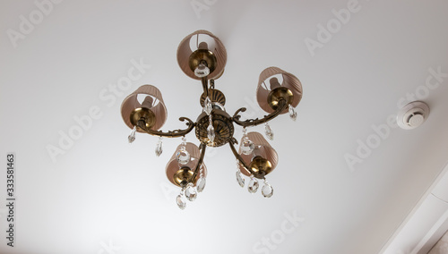 Chandelier on the ceiling. Italian style chandelier. Antique Chandelier. Retro ceiling lamp. Wall lamp.