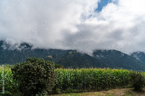 clouds over mountains