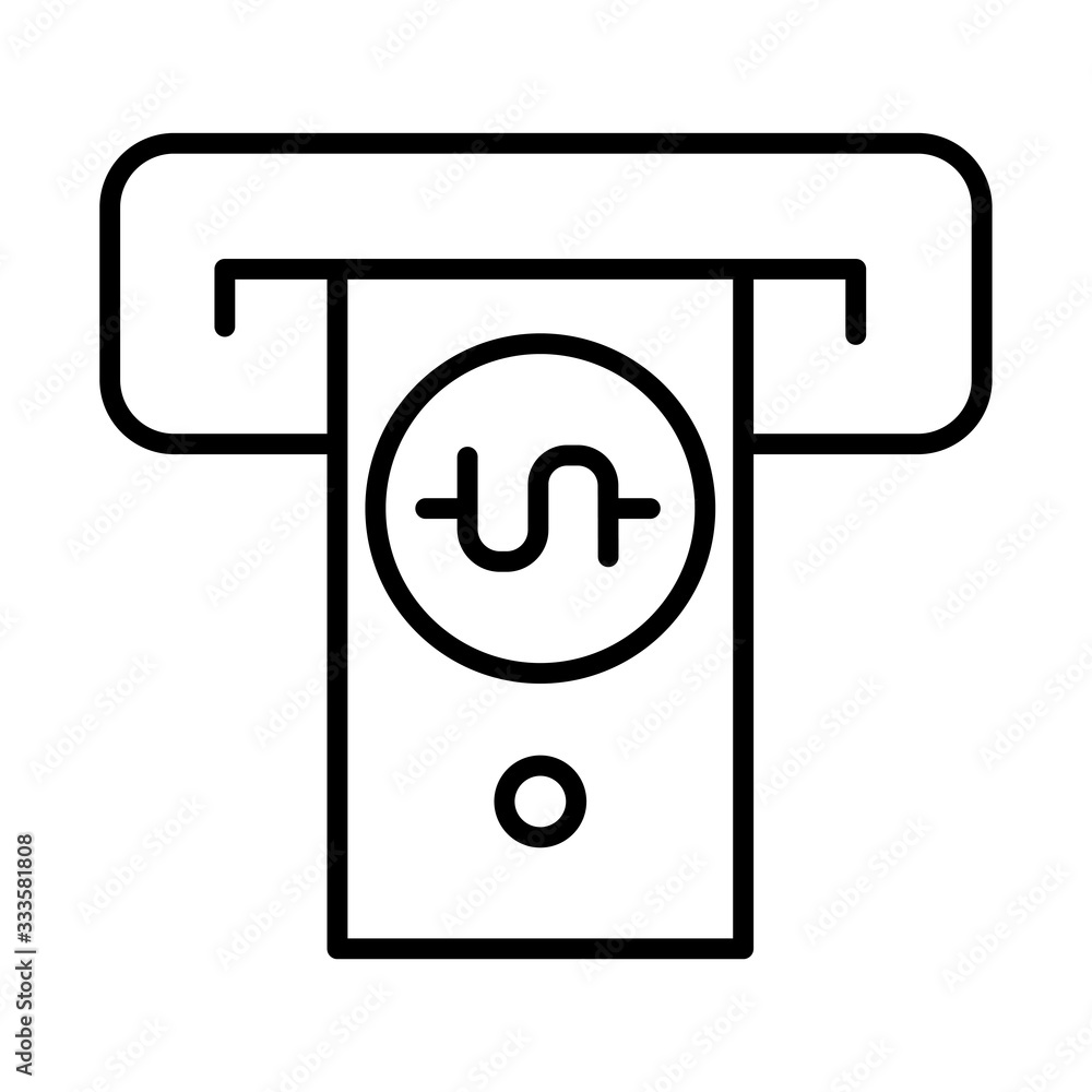 dollar bill in atm hole line style dollar bill in atm hole line style