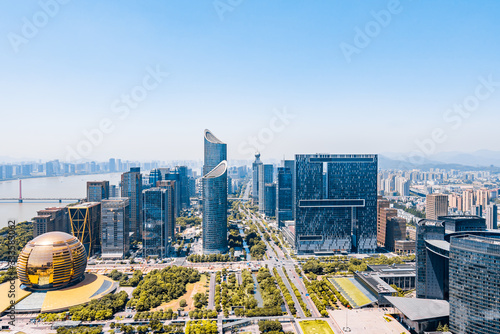 Sunny view of Qianjiang New Town, Hangzhou, Zhejiang, China photo