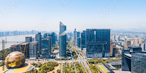 Canvas Print Sunny view of Qianjiang New Town, Hangzhou, Zhejiang, China