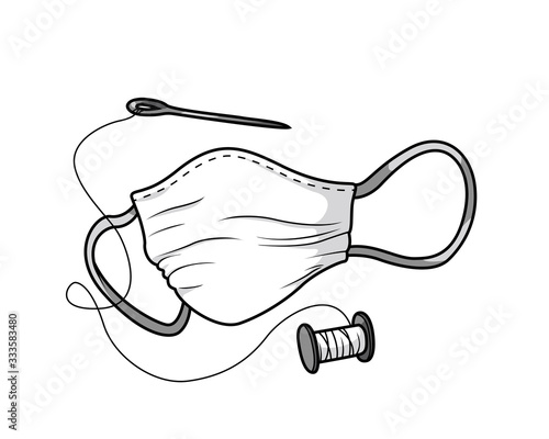 Hand-sewn face mask for protecting health - black and white