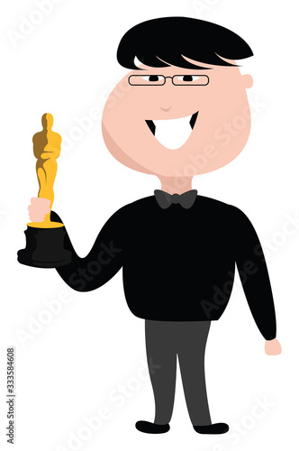 Actor with Oscar, illustration, vector on white background