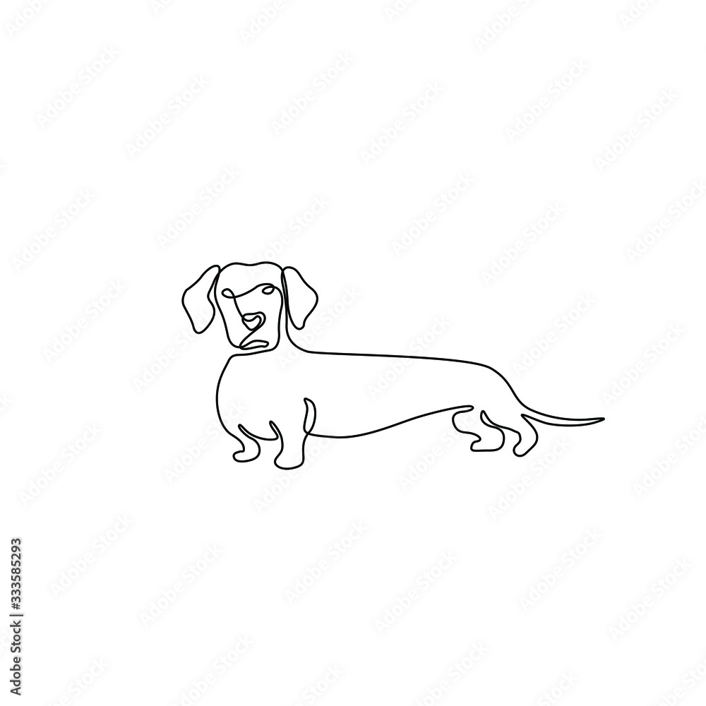 Dachshund continuous line drawing, small tattoo, print for clothes and logo  design, emblem or logo design, silhouette one single line on a white  background, isolated vector illustration. Stock Vector | Adobe Stock
