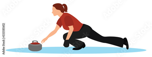 Foto Curling sport, illustration, vector on white background