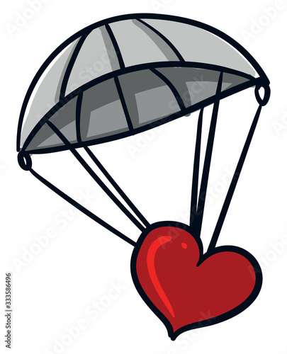 Grey parachute, illustration, vector on white background