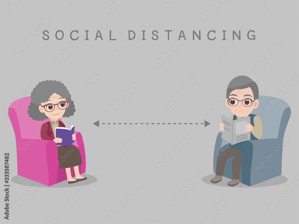 Social Distancing, People keeping distance for infection risk and disease for prevent virus Covid-19.Corona virus. grandparents stay home stay safe, Health care concept. Social Distancing, People keeping distance for infection risk and disease for prevent virus Covid-19.Corona virus. grandparents stay home stay safe, Health care concept.