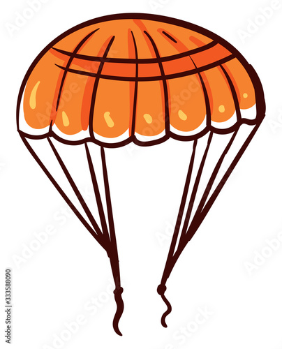 Orange parachute, illustration, vector on white background