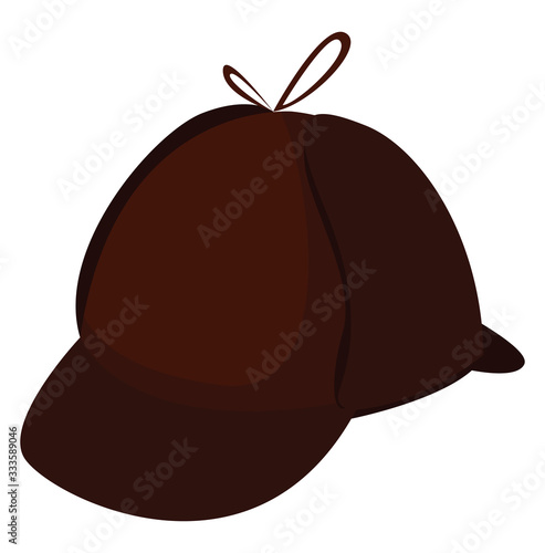 Brown detective cap, illustration, vector on white background